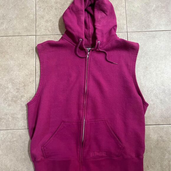 Vintage Levis Sleeveless Hoodie Jacket Made In USA Retro Workout Boxing 90s - Picture 1 of 6